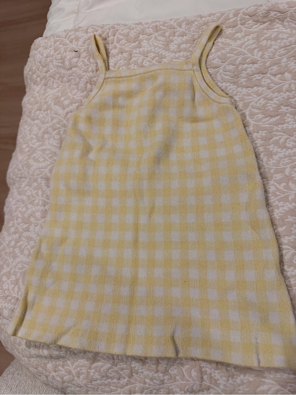 Zara Yellow & White Gingham Knit Tank Dress